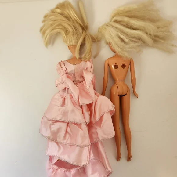 Vintage Barbie Doll Lot of 2 Dolls Blonde Pink Ruffle Dress 90s 1990s Blue Eyes - Picture 2 of 7